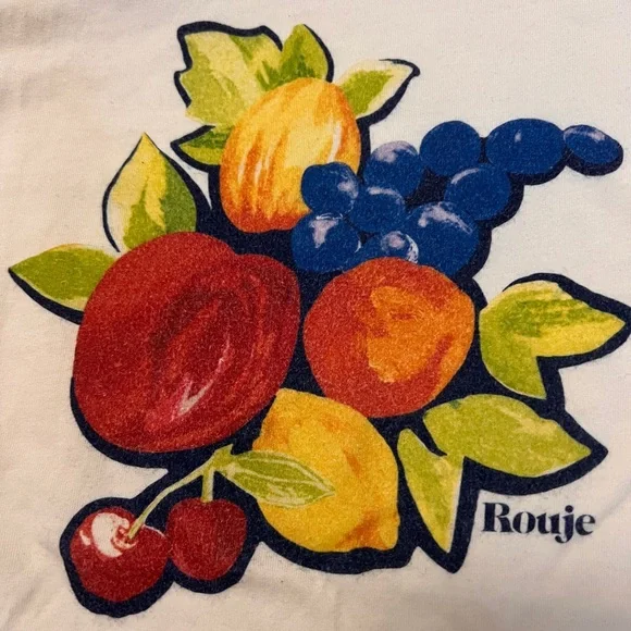 Rouje White Tee with Colorful Fruit Design - Picture 2 of 4